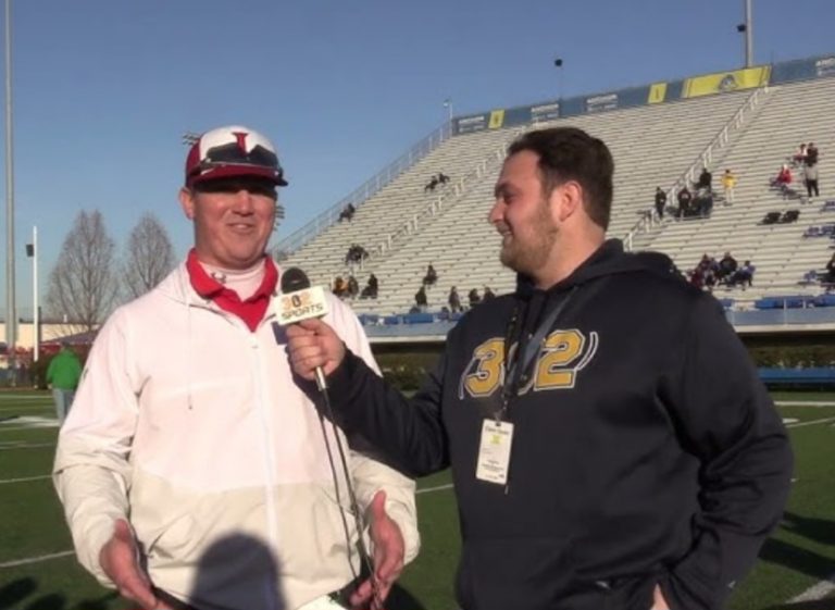 Joey Jones (left) getting interviewed but Nick Alessandrini (Right) after winning the State Championship. Photo by 302Sports